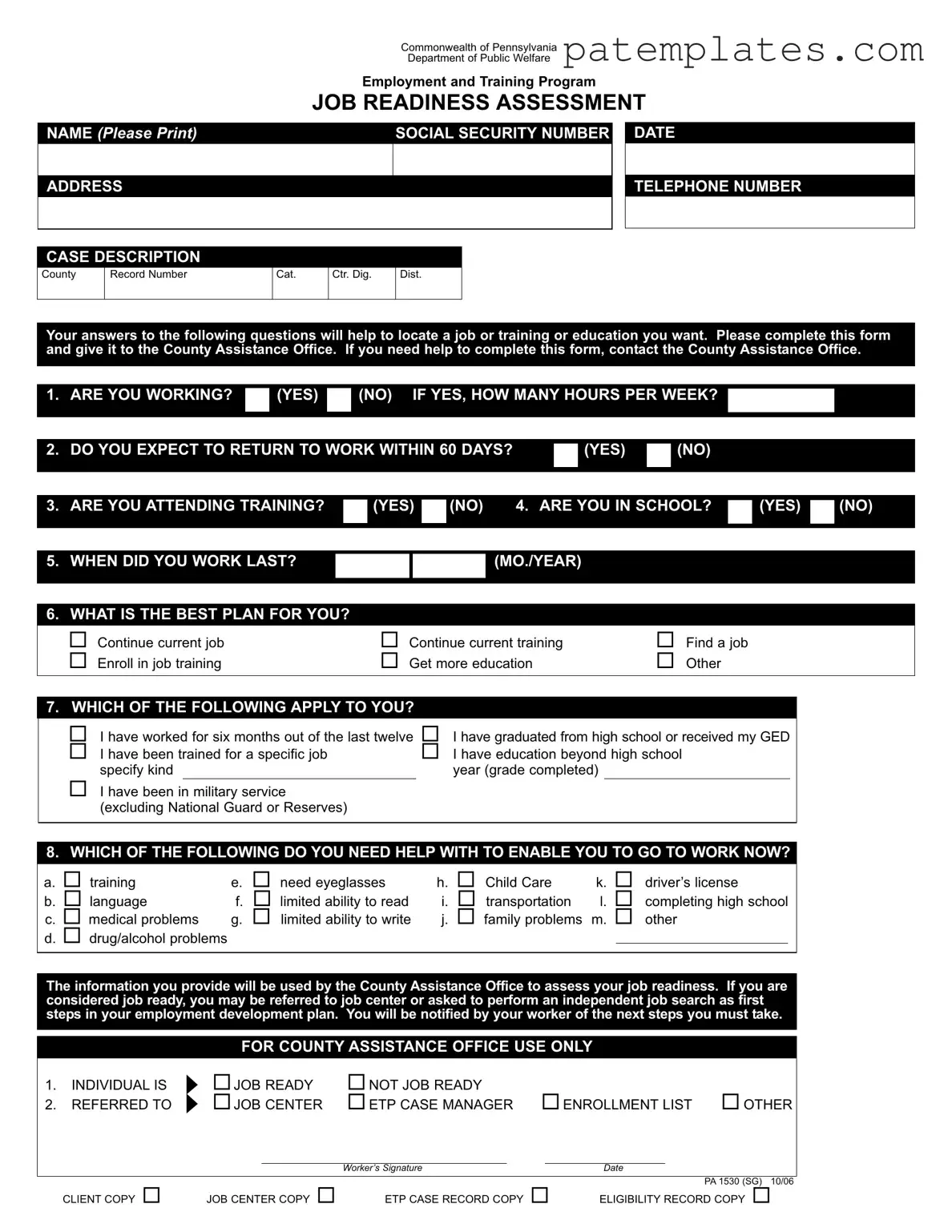 Fill in Your Pa 1530 Sg Form