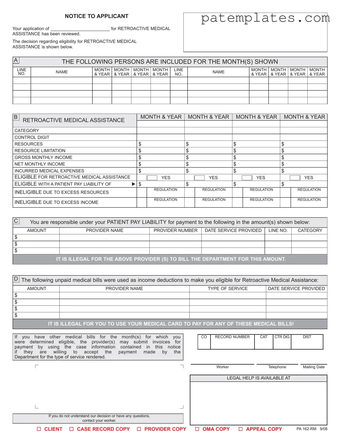 Fill in Your Pa 162 Rm Form