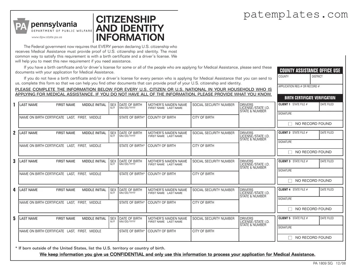 Fill in Your Pa 1809 Sg Form