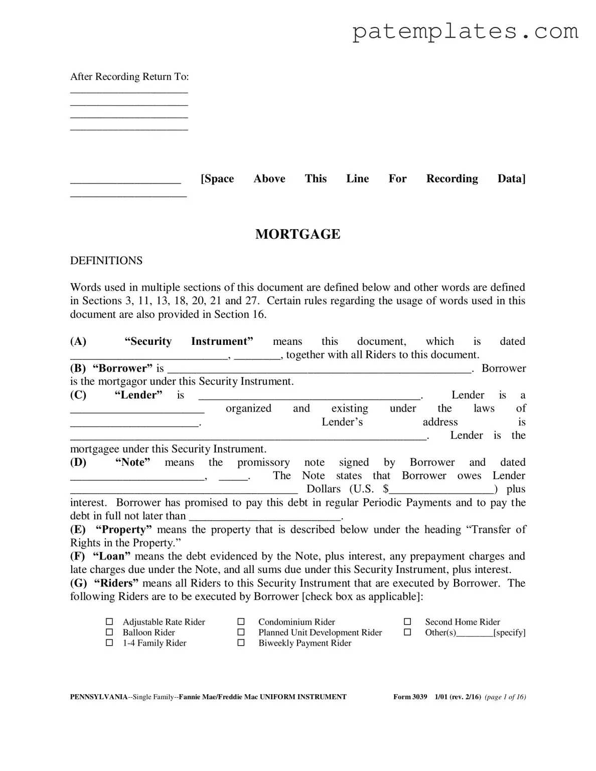 Fill in Your Pa 3039 Form