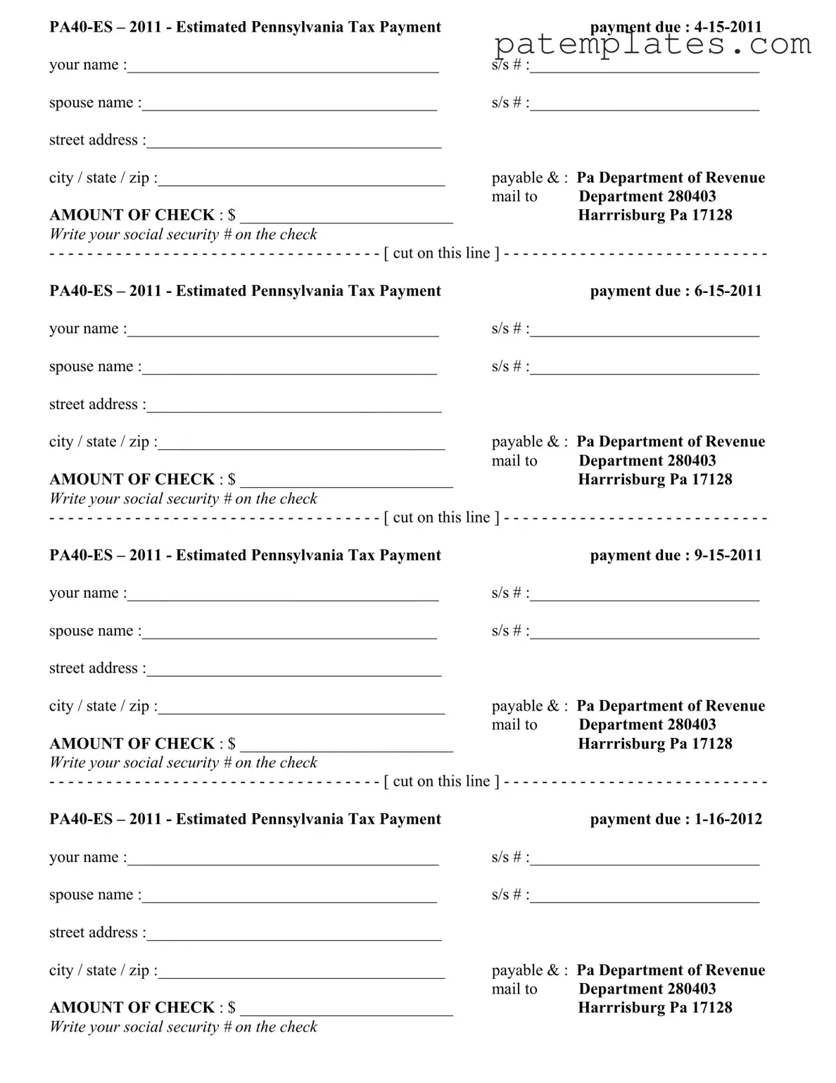 Fill in Your Pa 40 Es Form