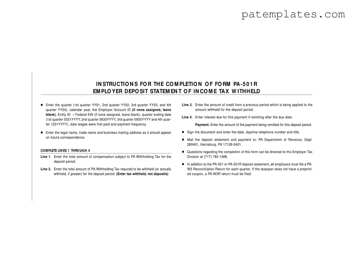 Fill in Your Pa 501 Form