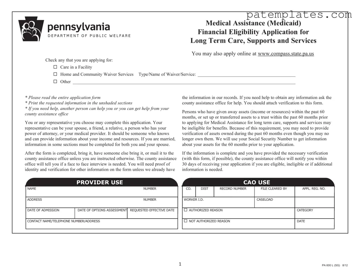 Fill in Your Pa 600 L Sg Form