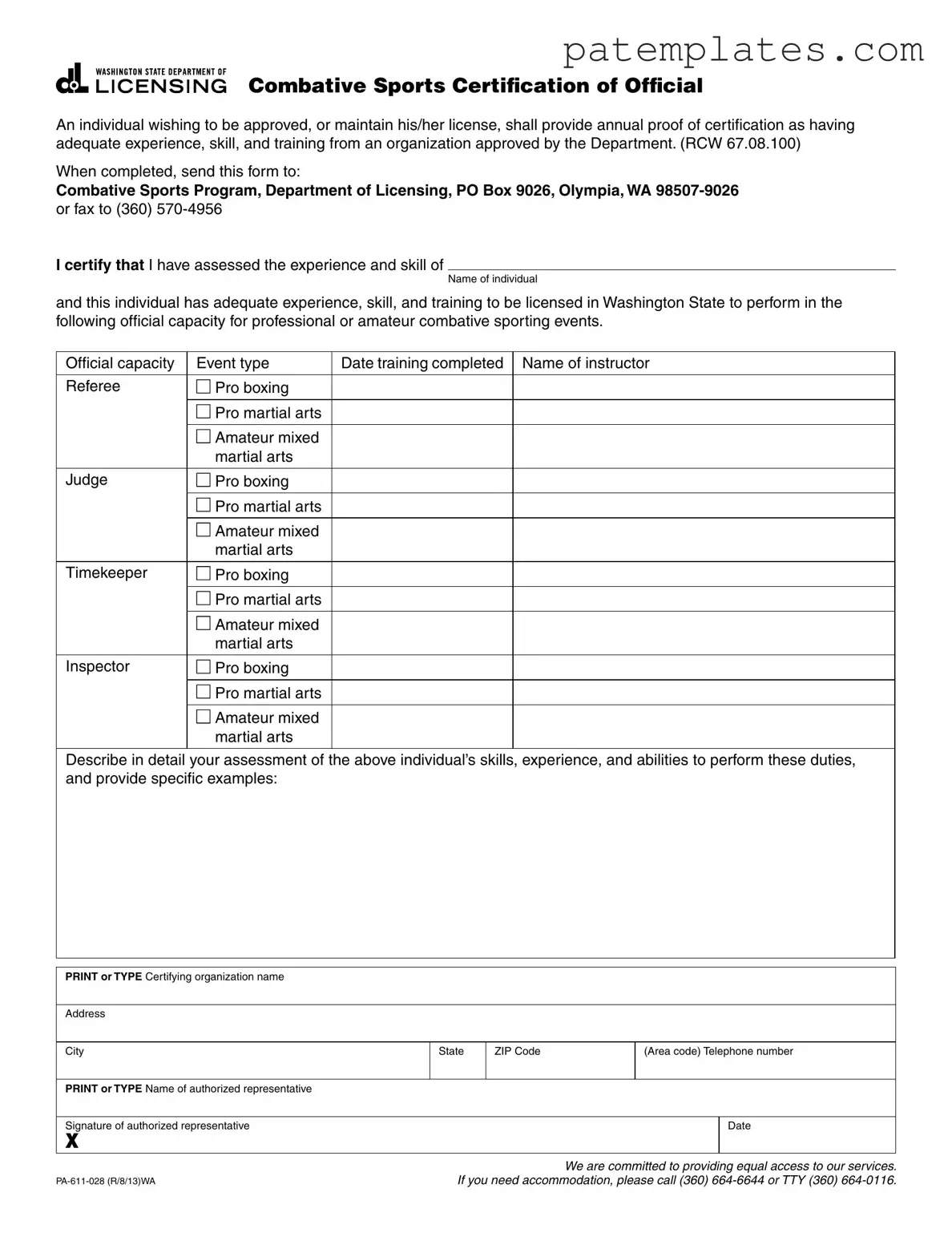 Fill in Your Pa 611 028 Form
