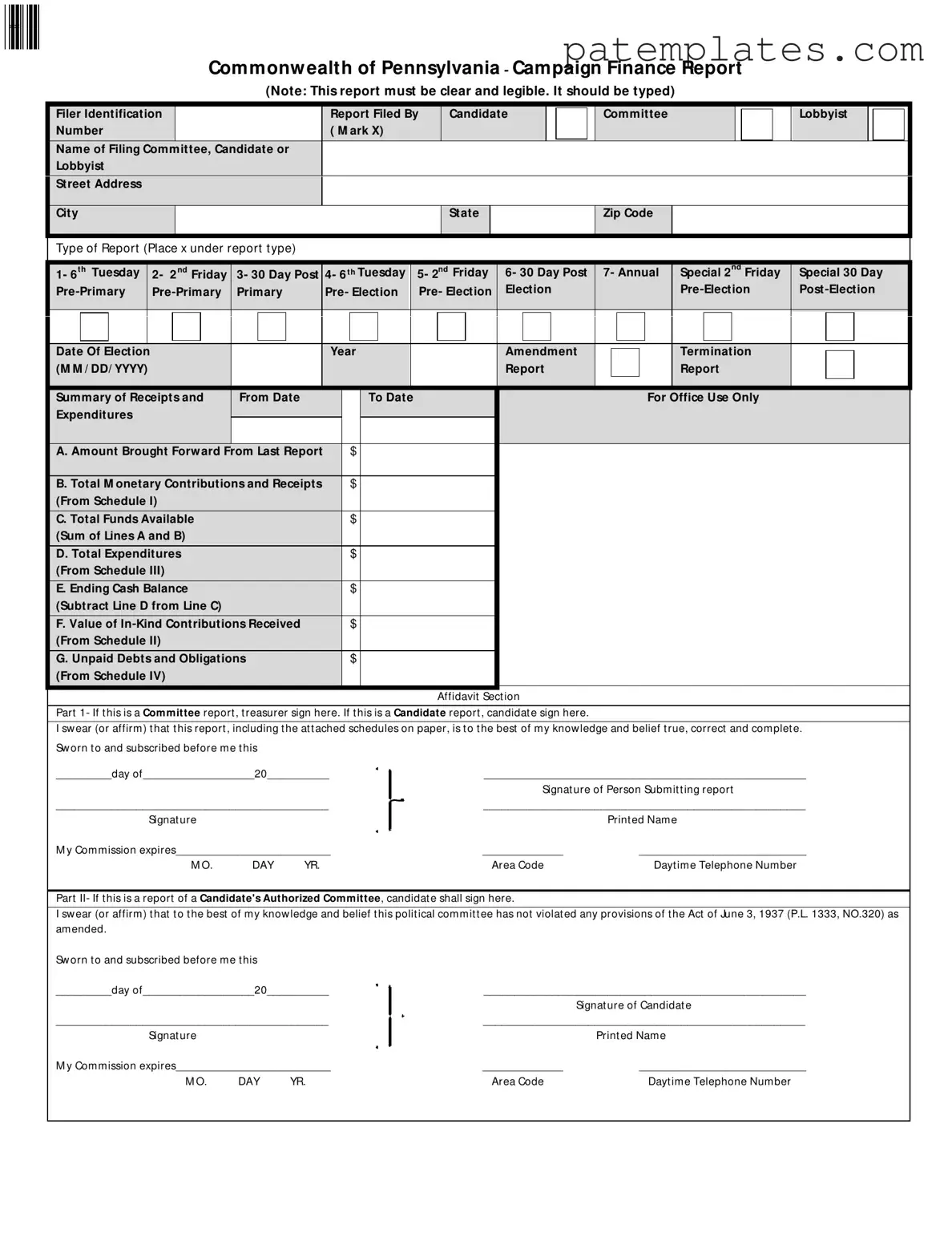 Fill in Your Pa Campaign Form