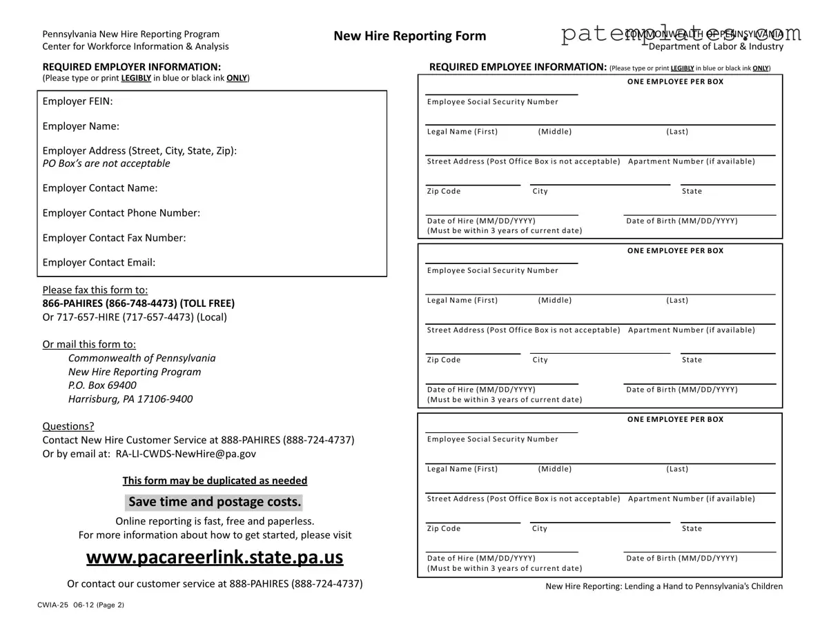 Fill in Your Pa New Hire Form