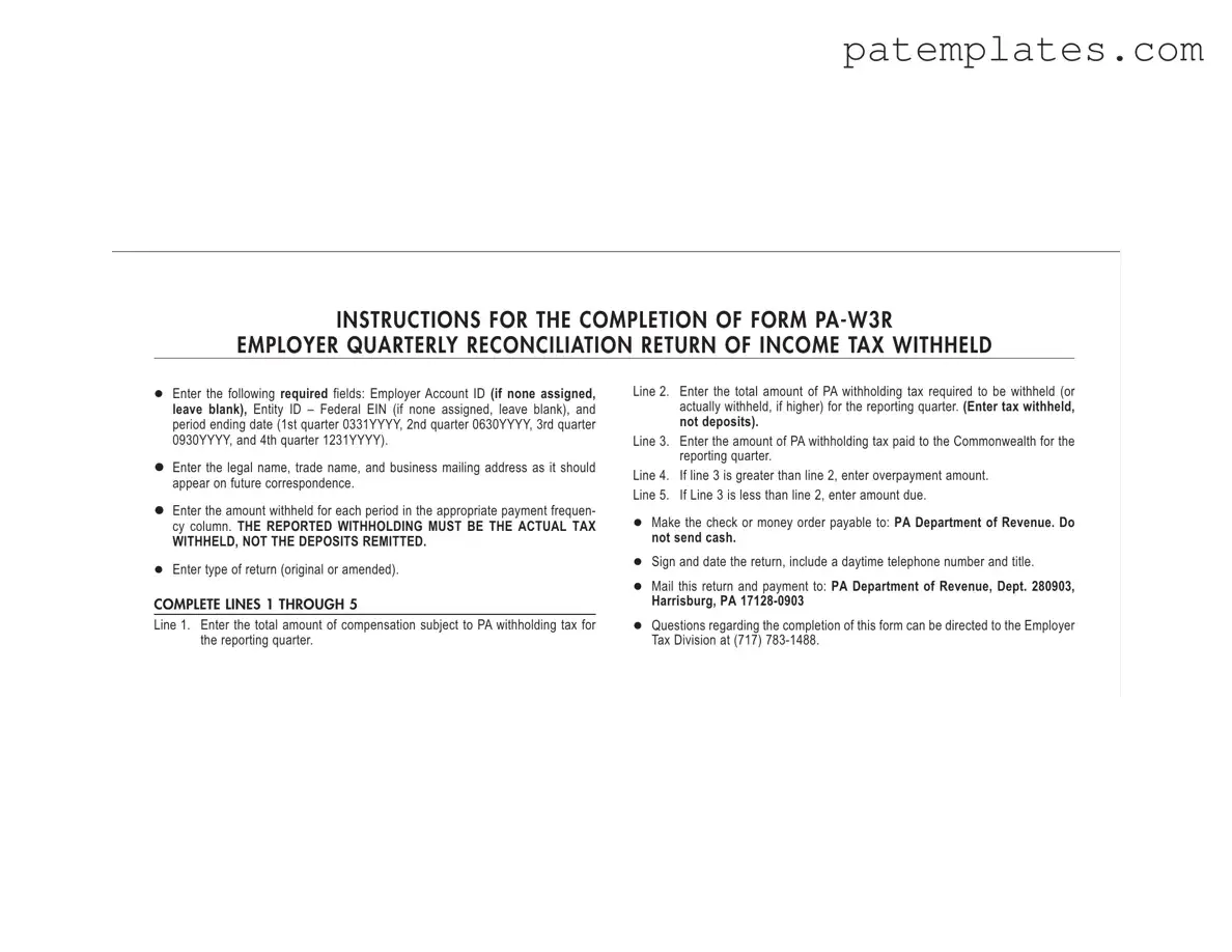 Fill in Your Pa W3R Form