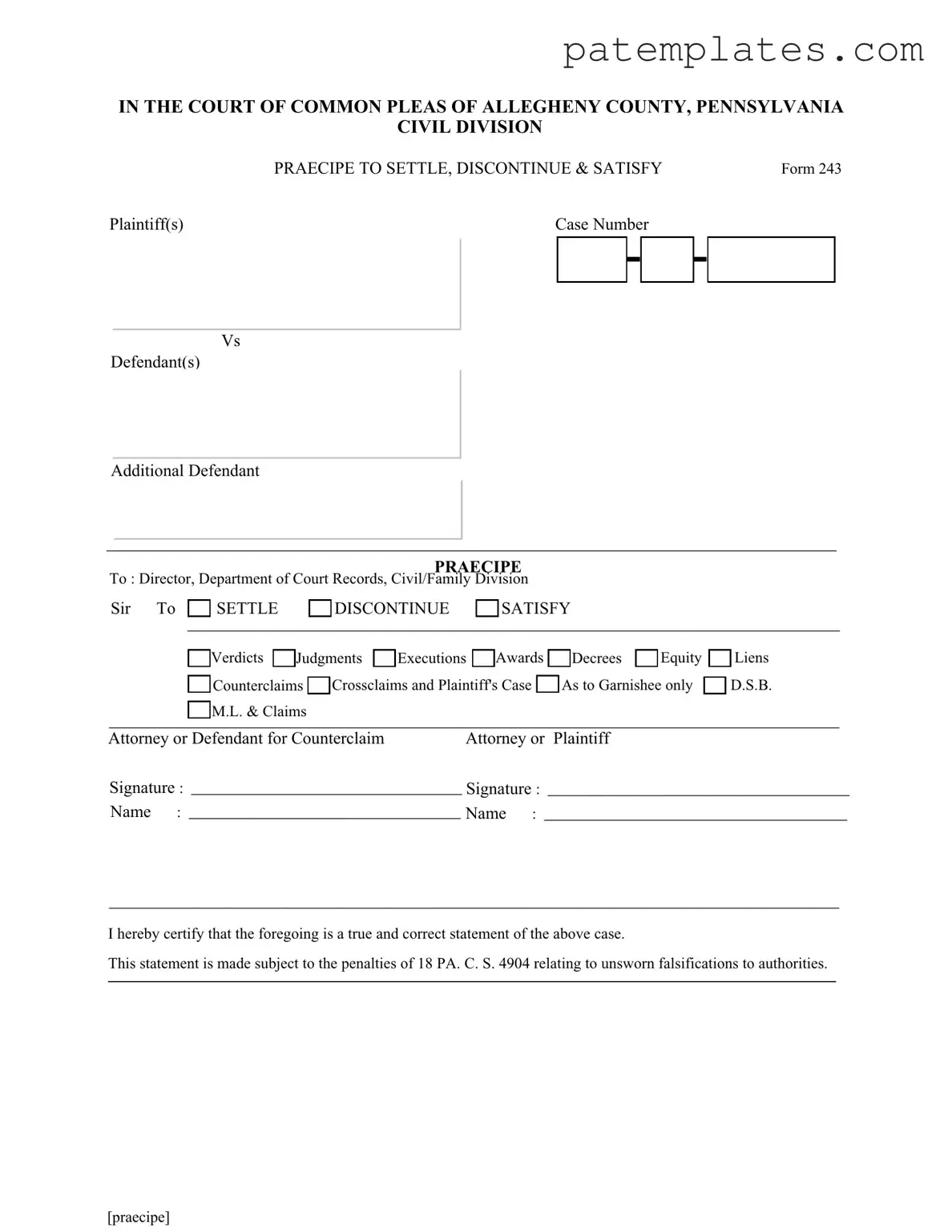 Fill in Your Pennsylvania 243 Form