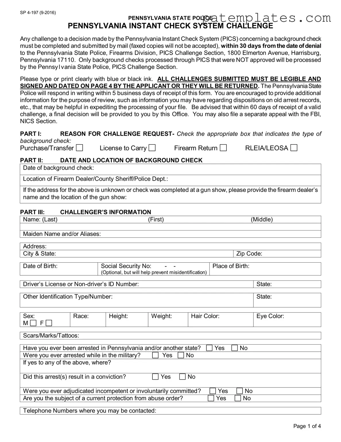 Fill in Your Pennsylvania Instant Check System Form