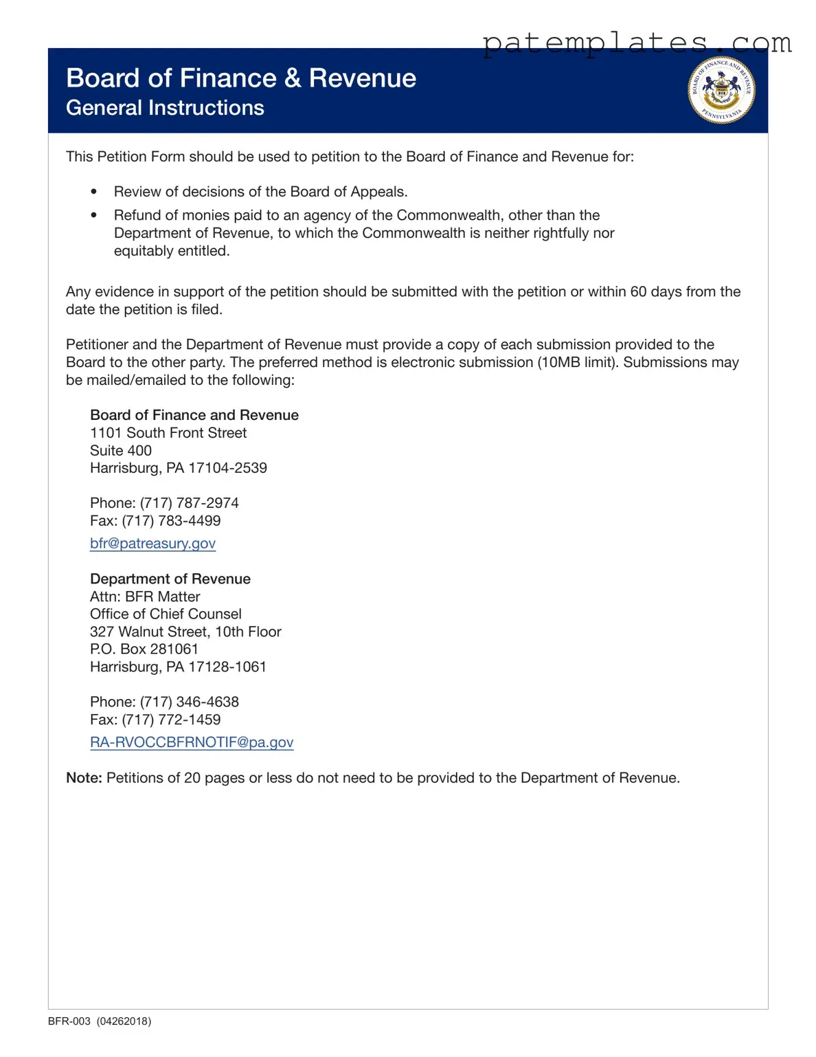 Fill in Your Pennsylvania Petition Form