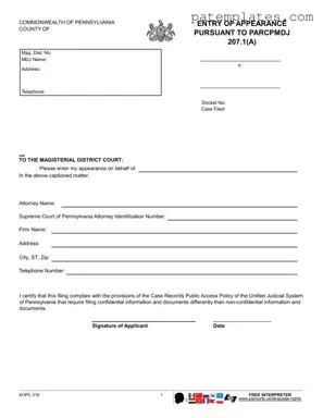 Fill in Your Magisterial Appearance Pennsylvania Form