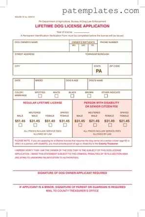 Fill in Your Pa Dog License Form