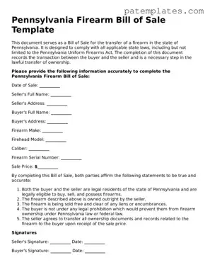 Attorney-Verified  Firearm Bill of Sale Template for Pennsylvania