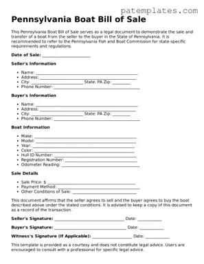 Attorney-Verified  Boat Bill of Sale Template for Pennsylvania
