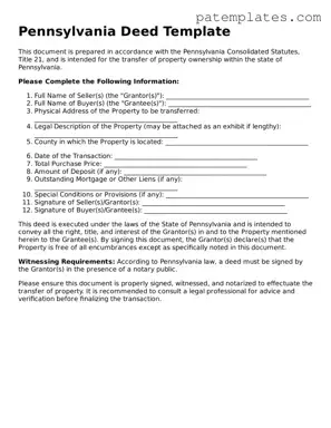 Attorney-Verified  Deed Template for Pennsylvania