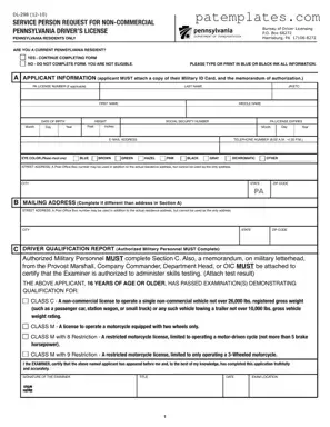 Fill in Your Pennsylvania Dl 298 Form