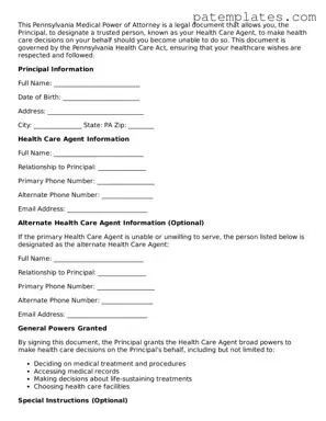 Attorney-Verified  Medical Power of Attorney Template for Pennsylvania