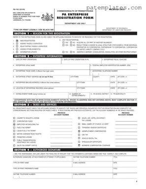 Fill in Your Pennsylvania Pa 100 Form
