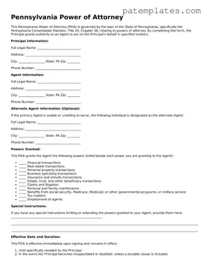 Attorney-Verified  Power of Attorney Template for Pennsylvania