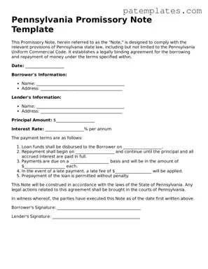 Attorney-Verified  Promissory Note Template for Pennsylvania