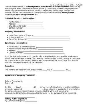 Attorney-Verified  Transfer-on-Death Deed Template for Pennsylvania