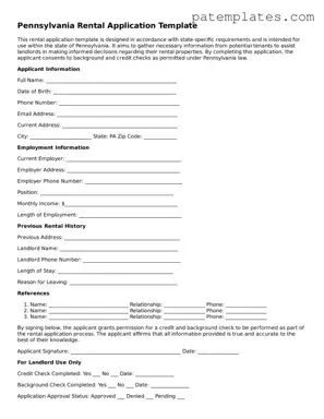 Attorney-Verified  Rental Application Template for Pennsylvania
